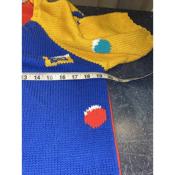 Vtg Marisa Christina Floral Hand Knit Sweater Whimsy Granny Retro Colorblock Lrg - Picture 7 of 8